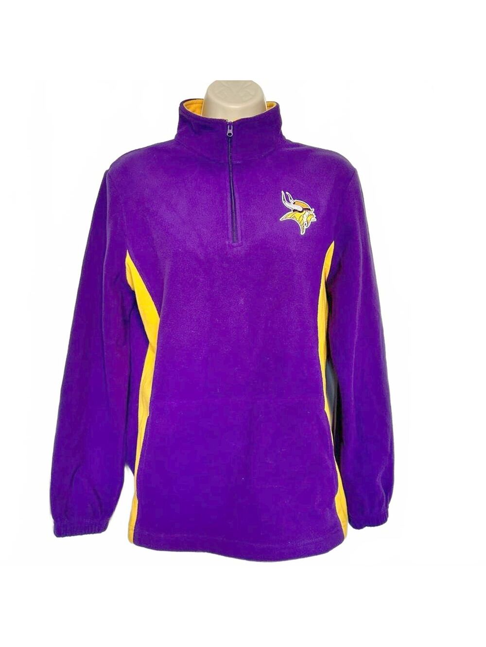 NFL Minnesota Vikings Ladies Fleece 1/4 Zip Purple Gold | Size Small
